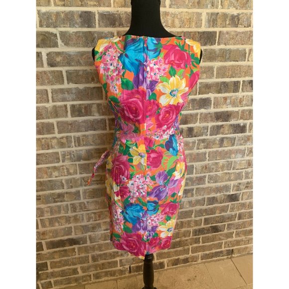 Iris Ann San Antonio Vintage floral faux wrap dress tulip hem size 5 multi-color - Picture 4 of 4